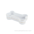 Bone Shaped Pet Feeding Bowl White Ceramic